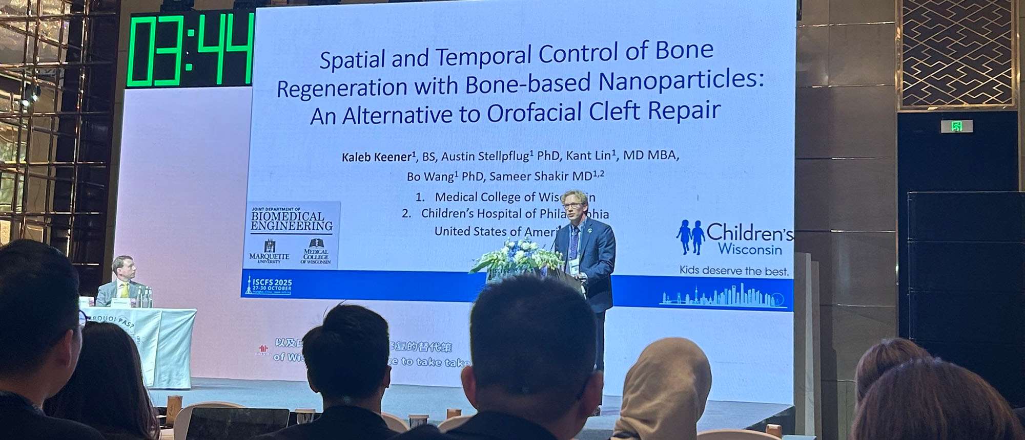 Kaleb Keener presenting research at international conference