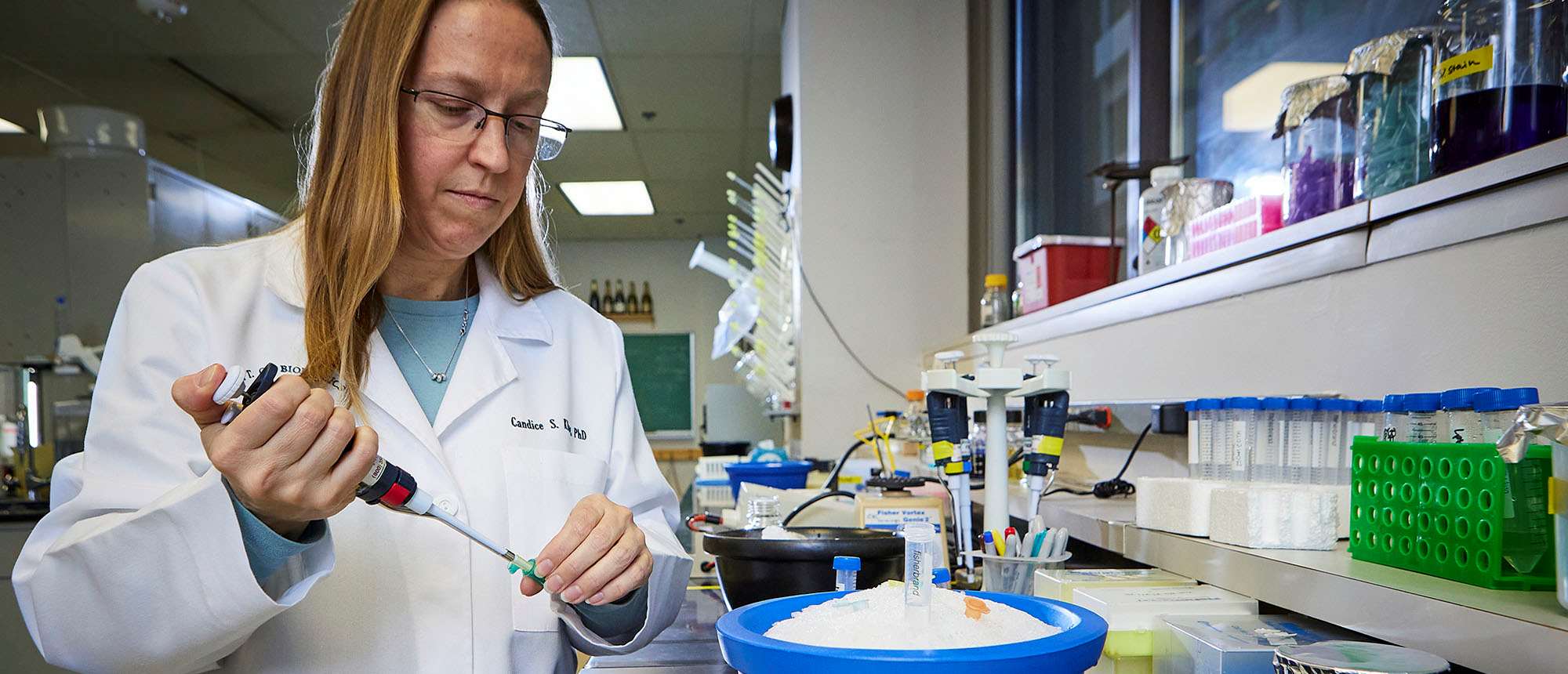 MCW researcher Dr. Candice Klug in lab