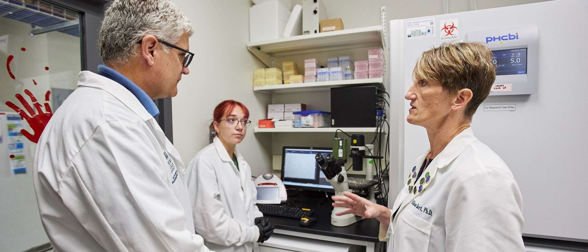 Scott Terhune, PhD, lab member, and Allison Ebert, PhD