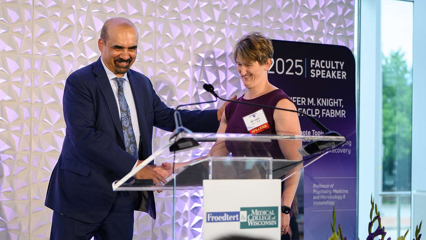 Shekar Kurpad, MD, PhD (left) and Allison Ebert, PhD (right)