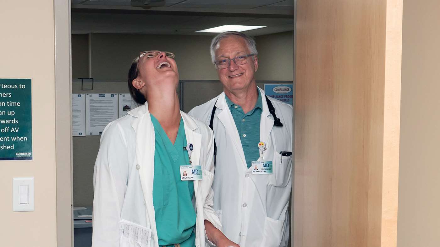 Drs. Emily and Michael Dolan in clinic