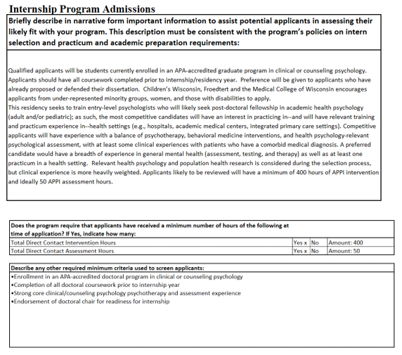 Psychiatry Health Psychology Residency Program Internship Program Admissions