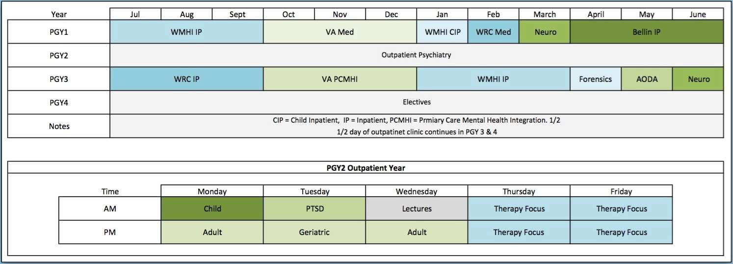 Course Schedule | Northeastern Wisconsin Psychiatry Residency | Medical
