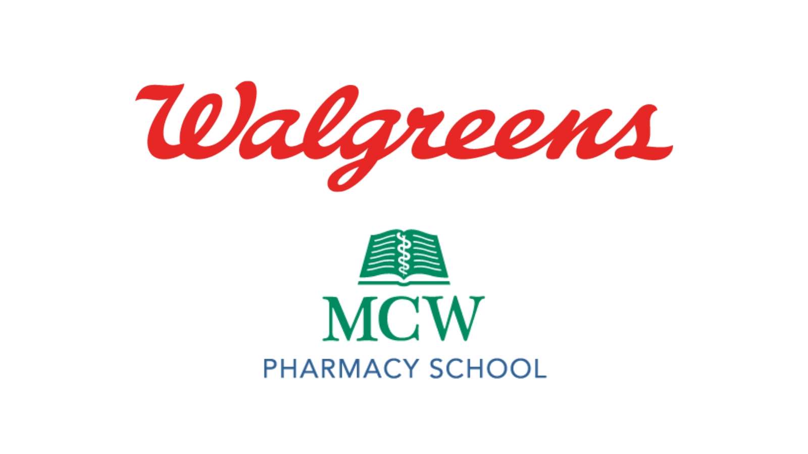 Walgreens and MCW School of Pharmacy logos.